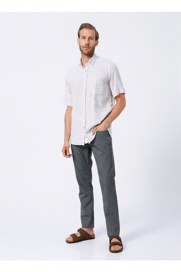 Kısa Kollu Gömlek, 2xl, Bej - Resim 2