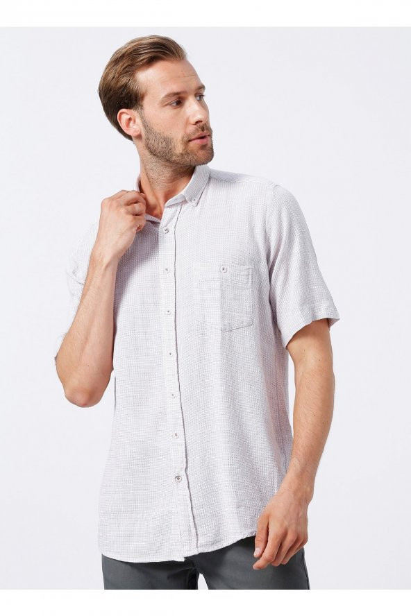 Kısa Kollu Gömlek, 2xl, Bej - Resim 3