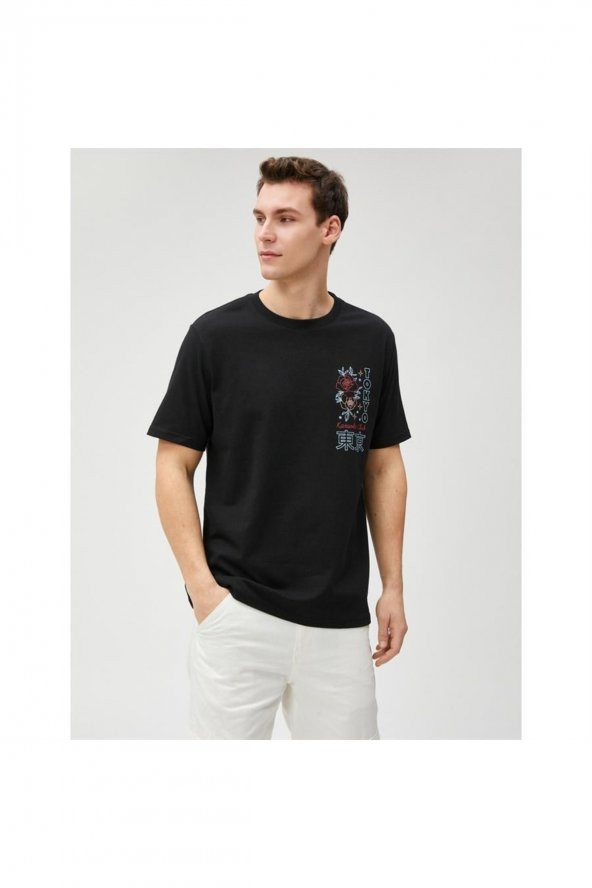 3sam10047hk 999 Siyah Erkek Pamuk Jersey Kısa Kollu O Yaka T-shirt - 3