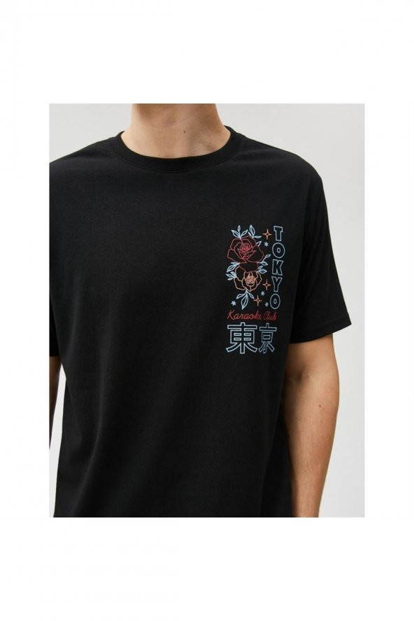 3sam10047hk 999 Siyah Erkek Pamuk Jersey Kısa Kollu O Yaka T-shirt - 4