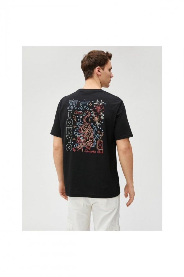 3sam10047hk 999 Siyah Erkek Pamuk Jersey Kısa Kollu O Yaka T-shirt - 5