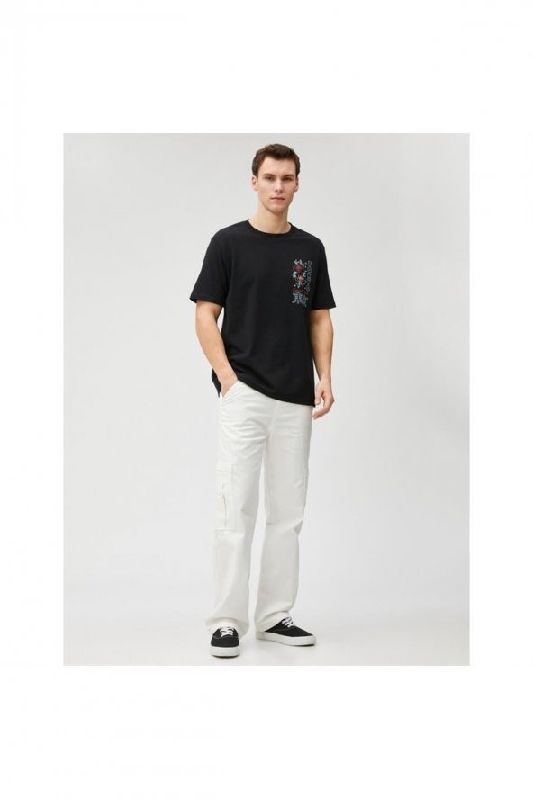 3sam10047hk 999 Siyah Erkek Pamuk Jersey Kısa Kollu O Yaka T-shirt - 2