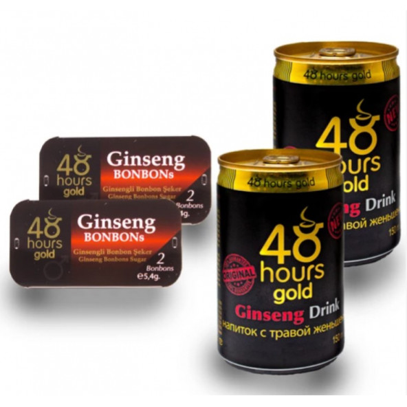 48 Hours Gold Ginseng Içecek 2 'li ve  2' li Ginseng Bonbon Şeker - Resim 3