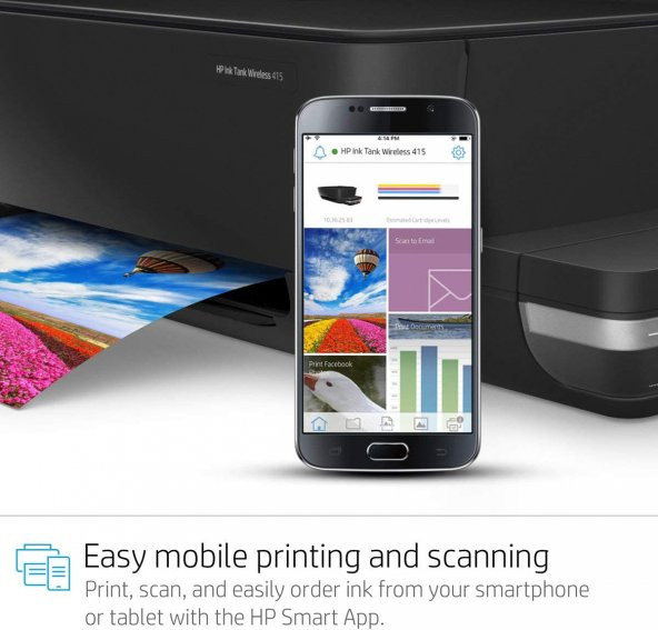HP INK TANK WİRELESS 415 FOTOKOPİ + TARAYICI + WI-FI MÜREKKEP PÜSKÜRTMELİ TANKLI YAZICI Z4B53A - 8