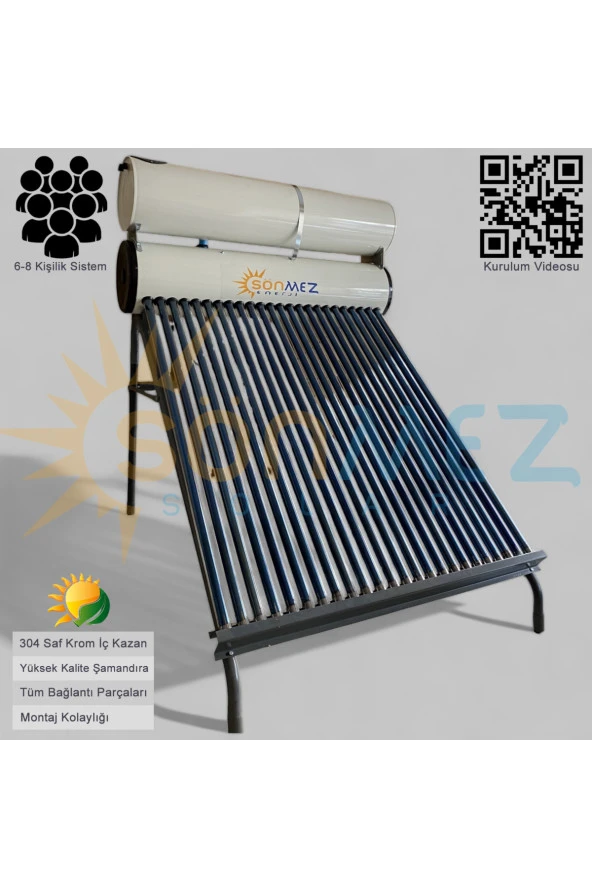 SÖNMEZ SOLAR 30x Vakum Tüplü Sıcak Su Güneş Enerjisi Sistemi