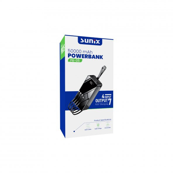 Sunix PB-05 50000 mAh Type-C Lightning Micro USB Çıkışlı Powerbank