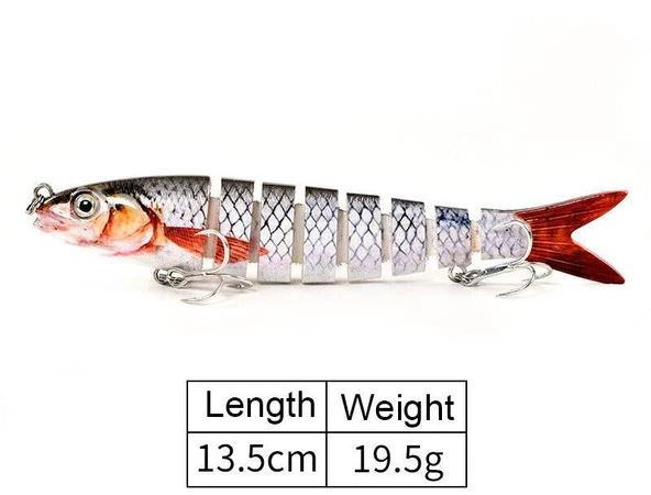 Valkyrie 8 Eklemli 3D Oynak Rapala 13.5gr Sahte Balık Yem Wobblers Swimbait Tuzlu ve Tatlı Su - 3