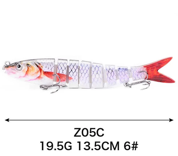 Valkyrie 8 Eklemli 3D Oynak Rapala 13.5gr Sahte Balık Yem Wobblers Swimbait Tuzlu ve Tatlı Su - 9