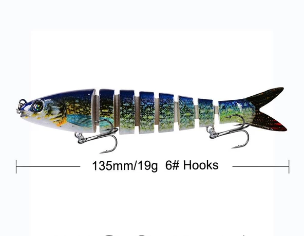 Valkyrie 3 Adet 8 Eklemli 3D Oynak Rapala Sahte Balık Yem Seti Tatlı ve Tuzlu Su Uyumlu Wobblers Swimbait - 10