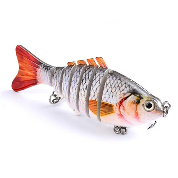 Valkyrie 3 Adet 7 Eklemli 3D Oynak Rapala Sahte Balık Yem Seti Tatlı ve Tuzlu Su Uyumlu Wobblers Swimbait - 8
