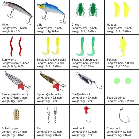 Valkyrie 24 Parça Sahte Olta Yem ve Aksesuar Seti Silikon Rapala Jig Kaşık - 6