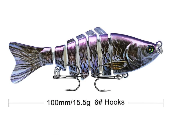 Valkyrie 3 Adet 7 Eklemli 3D Oynak Rapala Sahte Balık Yem Seti Tatlı ve Tuzlu Su Uyumlu Wobblers Swimbait - 5