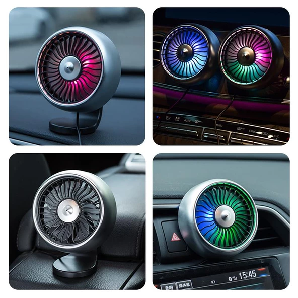 Valkyrie RGB Işıklı USB Araç Masa Fanı 12V 24V Uyumlu 3 Mod - 3