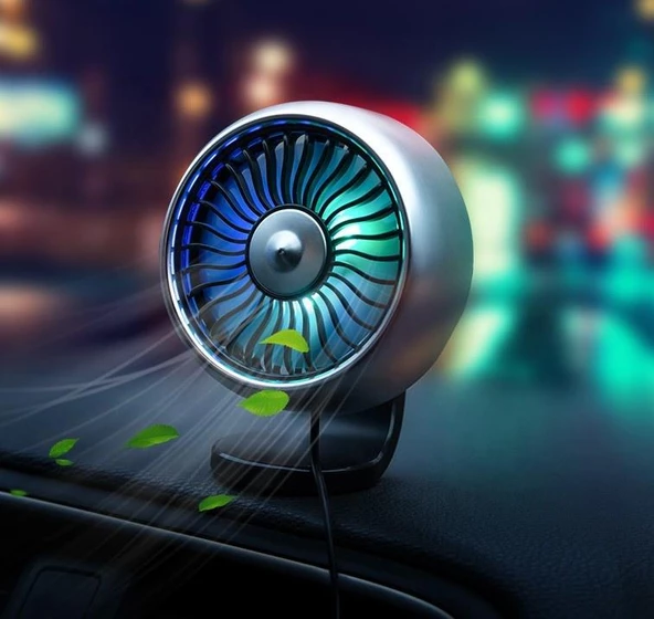 Valkyrie RGB Işıklı USB Araç Masa Fanı 12V 24V Uyumlu 3 Mod - 2