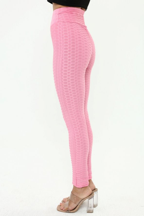 BRAZİL TAYT ARKASI BÜZGÜLÜ PEMBE - 5