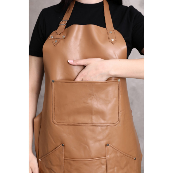 Dana derisi önlük taba renk bayan - 2