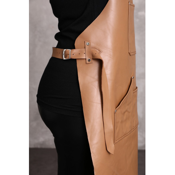 Dana derisi önlük taba renk bayan - 4