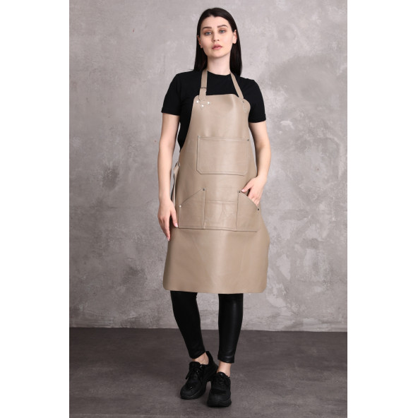 Dana derisi önlük gri renk bayan - 5