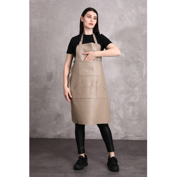 Dana derisi önlük gri renk bayan - 6