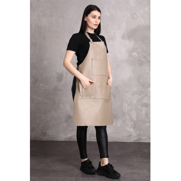 Dana derisi önlük gri renk bayan - 8