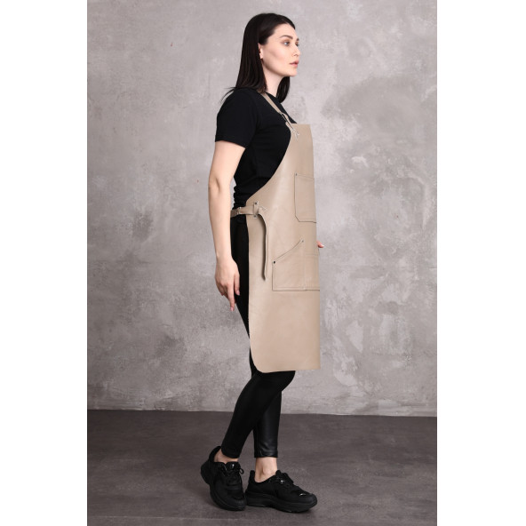 Dana derisi önlük gri renk bayan - 9