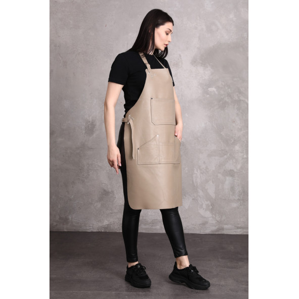 Dana derisi önlük gri renk bayan - 10