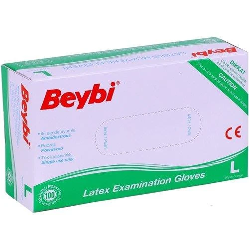 Beybı Latex Muayene Eldiveni Pudralı Large/büyük 100 Adet