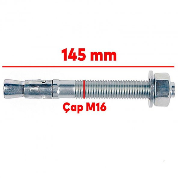 Klipsli Çelik Dübel M16x145 mm - 2