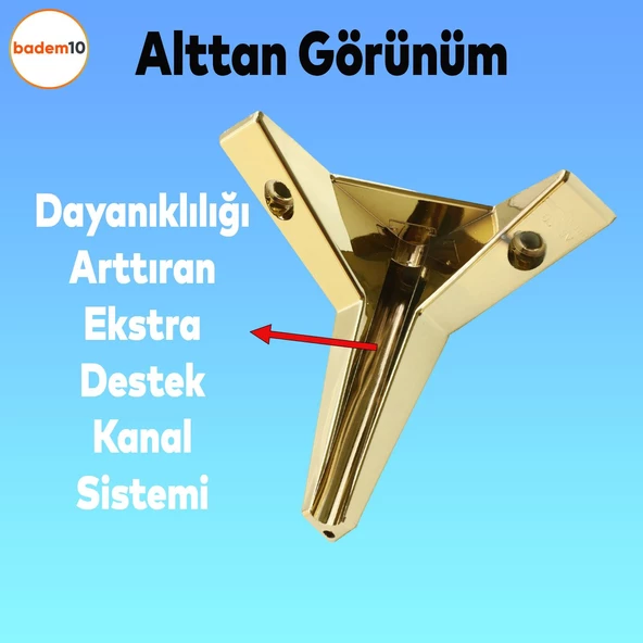 Kale Lüks Mobilya Kanepe Sehpa Tv Ünitesi Koltuk Ayağı 12 Cm Altın Gold Baza Ayakları - 5