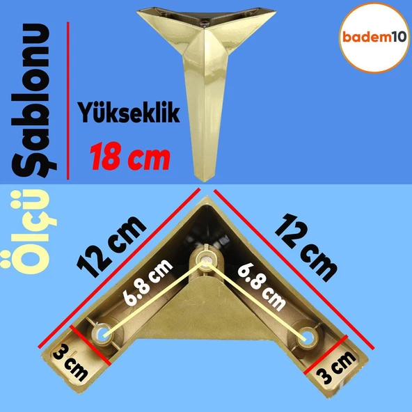 Kale Lüks Mobilya Kanepe Tv Ünitesi Koltuk Ayağı 18 Cm Altın Gold Konsol Ayakları - 4