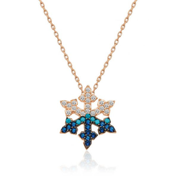 925 Ayar Gümüş Rose Kar Tanesi Kadın Gümüş Kolye ürün görseli 1