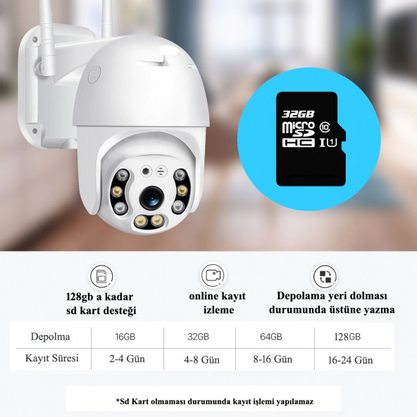2 MP DIŞ MEKAN WİRELESS KABLOSUZ PTZ GÜVENLİK KAMERASI KD-1701