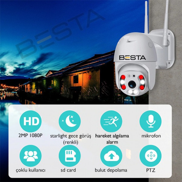 2 MP DIŞ MEKAN WİRELESS KABLOSUZ PTZ GÜVENLİK KAMERASI KD-1701 - 5