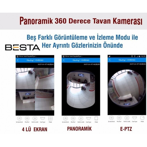 Panoramik Kablosuz Kamera Gece Görüşlü 1080P Güvenlik Kamerası - 3