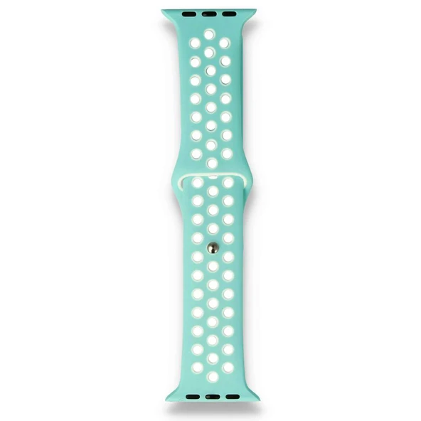 Apple Watch 38-40mm Silikon Kayış - Su Yeşili / Beyaz - Resim 2