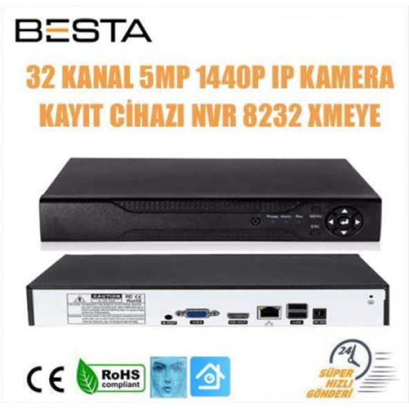 32 KANAL 5MP 1440P IP KAMERA KAYIT CİHAZI NVR 8232 XMEYE