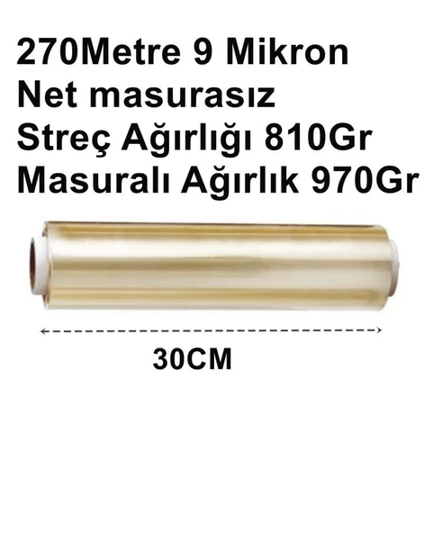 Streç Film Gıda Köpük Kabak Streci 30cmX270mt Tam Metraj 9 Mikron - 4