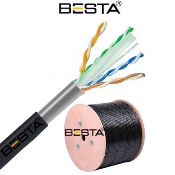 BESTA CAT6 500MT 23AWG OUTDOOR SİYAH IP KAMERA KABLOSU