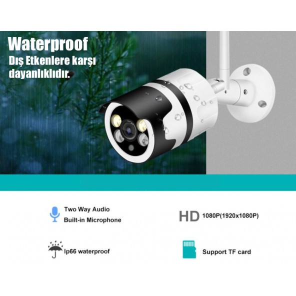 2MP DIŞ MEKAN WİRELESS KABLOSUZ GÜVENLİK KAMERASI WF40 - 2