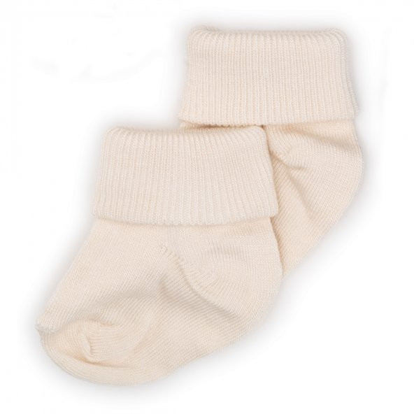 Novibaby 2li Bambu Bebek Çorap I Ecru I 0-6 ay I Ekru Yenidoğan Bebek Çorabı - 2