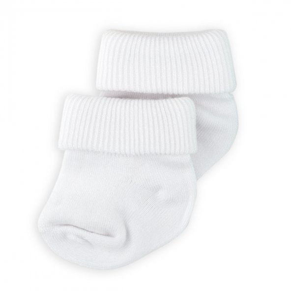 Novibaby 2li Bambu Bebek Çorap I Snow White I 0-6 ay I Beyaz Yenidoğan Bebek Çorabı - 2