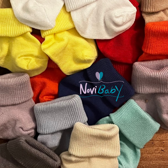 Novibaby 2li Bambu Bebek Çorap I Ecru I 0-6 ay I Ekru Yenidoğan Bebek Çorabı - 4