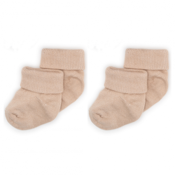 Novibaby 2li Bambu Bebek Çorap I Beige I 0-6 ay I Bej Yenidoğan Bebek Çorabı