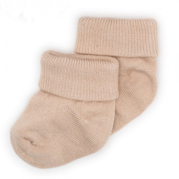 Novibaby 2li Bambu Bebek Çorap I Beige I 0-6 ay I Bej Yenidoğan Bebek Çorabı - 2