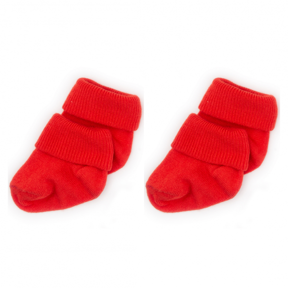 Novibaby 2li Bambu Bebek Çorap I Rudy I 0-6 ay I Kırmızı Yenidoğan Bebek Çorabı