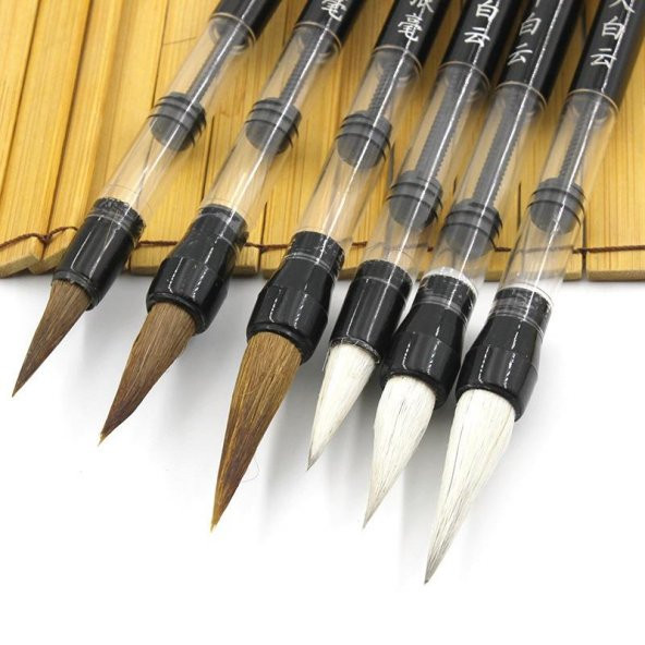 Valkyrie 6 Adet Su Hazneli Pistonlu Kaligrafi Boya Fırça Seti Suluboya Kalemi - 4