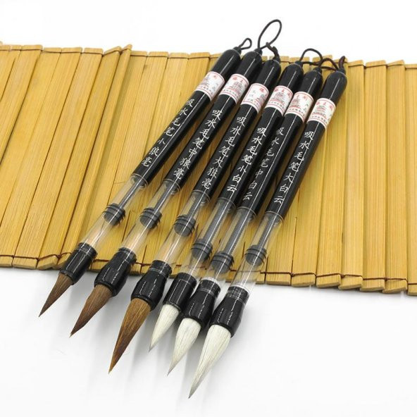 Valkyrie 6 Adet Su Hazneli Pistonlu Kaligrafi Boya Fırça Seti Suluboya Kalemi - 7