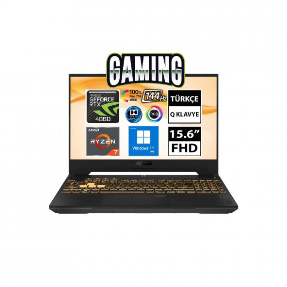 Asus TUF Gaming A15 FA507NV-LP037A9 Ryzen7 7735HS 16GB 1TBSSD RTX4060 15.6" FullHD W11P Taşınabilir Bilgisayar