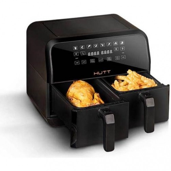 HUTT D8 Çift Hazneli Air Fryer Yağsız Fritöz (4+4) 8 Lt. Dokunmatik Ekran (Distribütör Garantili) - 1