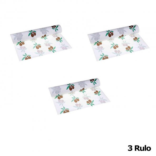 Roll-Up Tek Kullanımlık Kağıt Laminelli Masa Örtüsü - 100x150 Cm. - Zeytin Desenli -16 Yaprak 3 Rulo - Resim 3